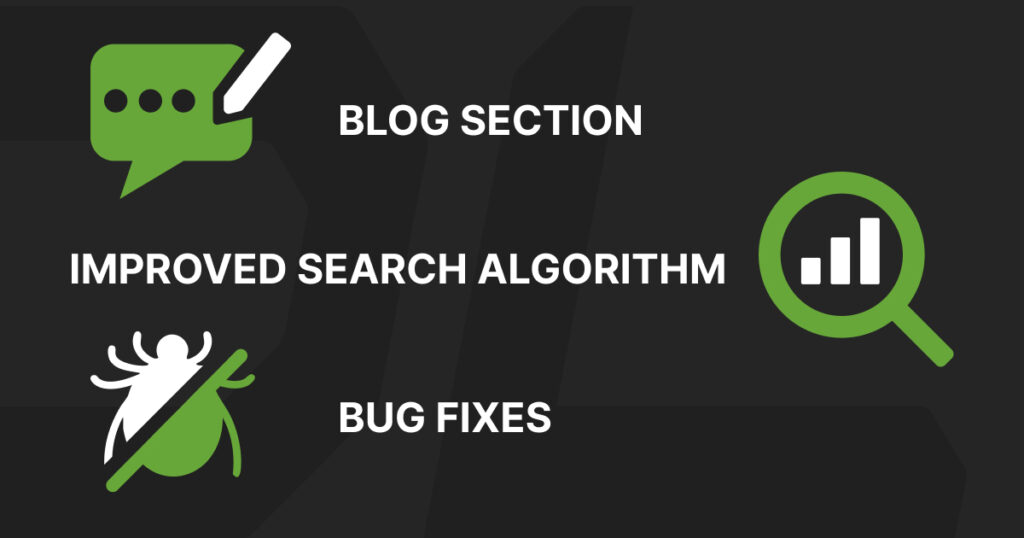 Blog section and improved search algorithm