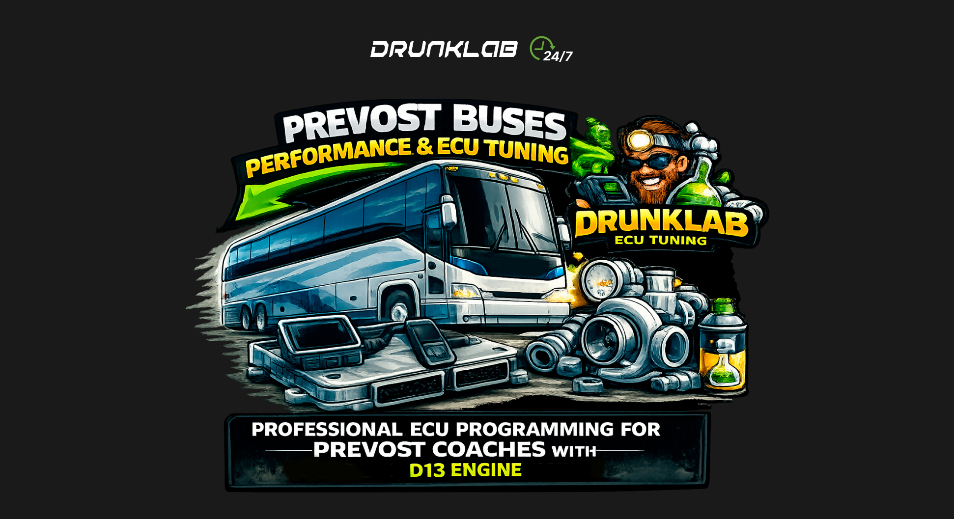 Luxury motorcoaches from Prevost with a Volvo D13 engine showcasing the touring and entertainer coaches ECU optimization benefits.