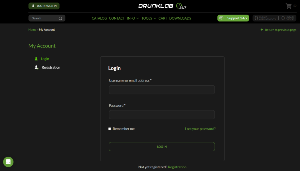 Sign up and create your account on the DrunkLab Store at DL.ge