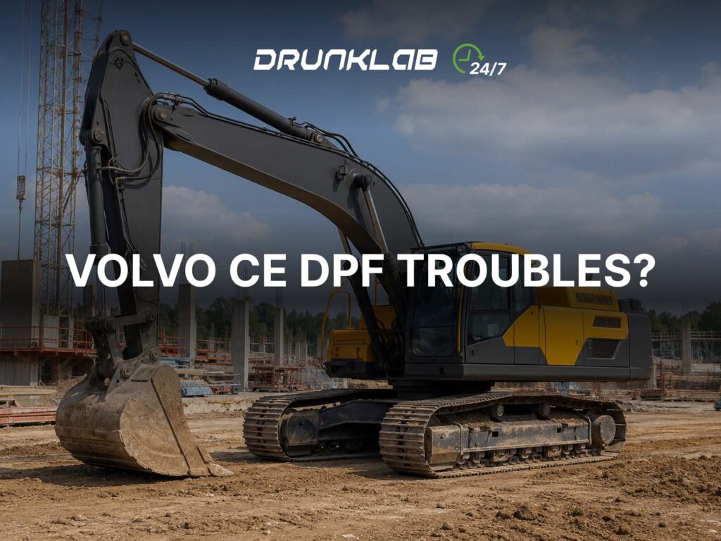 Tracked hydraulic Volvo excavator working at a large construction site