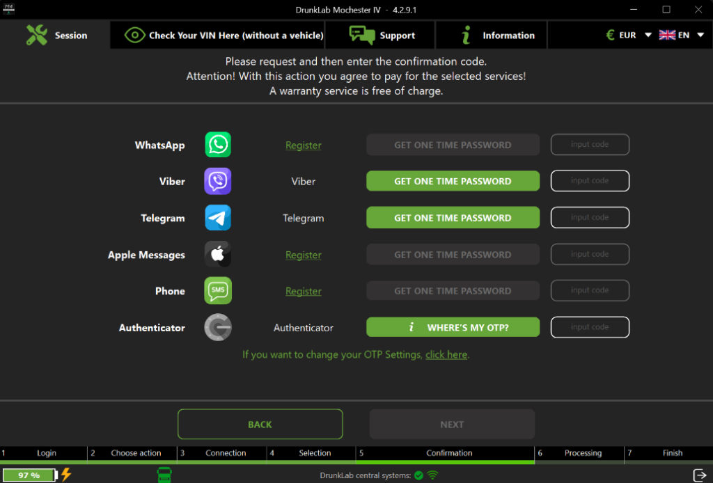 Mochester App interface showing confirmation window