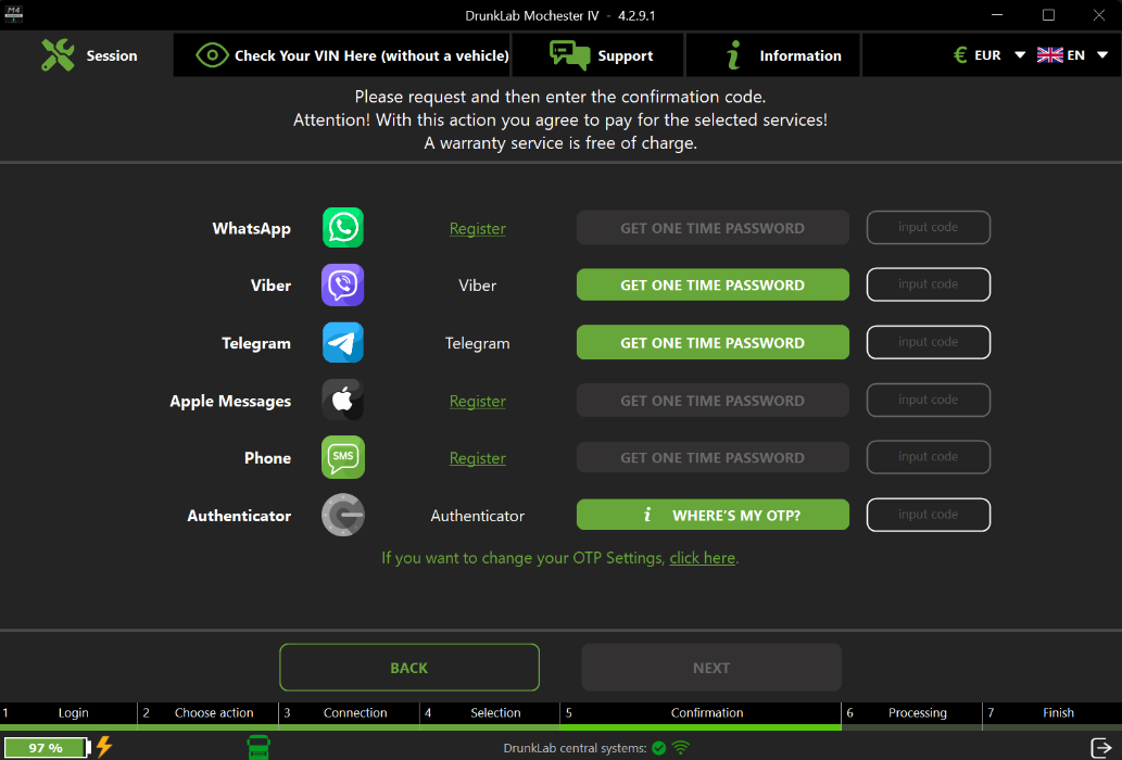 Mochester App interface showing confirmation window