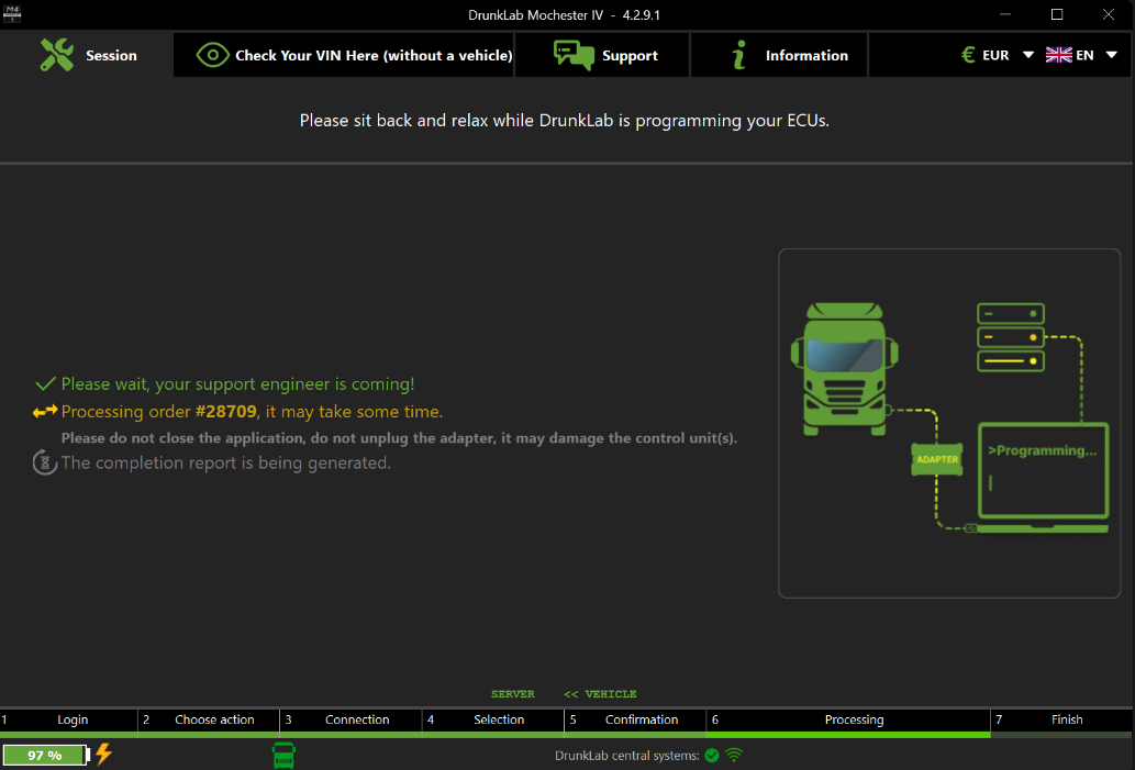 Processing an order in the Mochester App