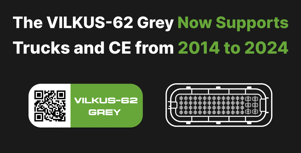 VILKUS-62 Grey SCR/DPF-Off Emulator support for trucks and construction equipment from 2014 to 2024